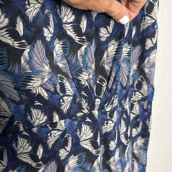 Juicy Couture Butterfly Blue Silk Viscose Mini Dress Butterflies Drop Waist - Picture 4 of 6